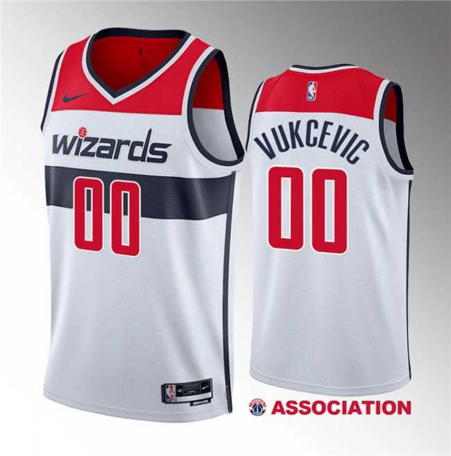 Men's Washington Wizards #00 Tristan Vukcevic White 2023 Draft Association Edition Stitched Jersey Dzhi